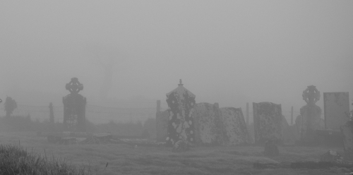 graveyard in mist